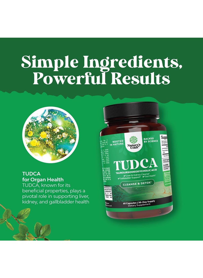 Nature's Craft - Advanced Bile Salt TUDCA Supplement - Extra Strength 500mg per Serving Bile Salts for Gallbladder Kidney and Liver Support - High Purity Tauro Ursodeoxycholic Acid Liver and Gallbladder Cleanse - Image 1