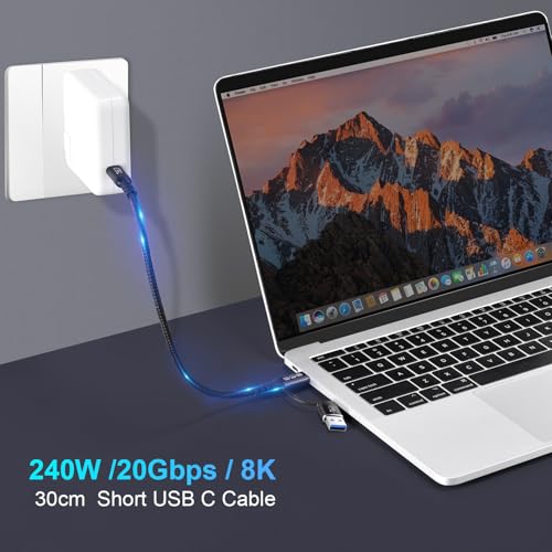 CHENLENIC USB C Cable,USbC 3.2 Gen 2X2 20Gbps,Multi Functional 2in1 USB A to Type C 8K@60Hz UHD Video 5A/240W PD3.1 Fast Charge Cord Compatible with Thunderbolt 3/4 MacBook Pro Samsung (USB C 100CM) - Image 5