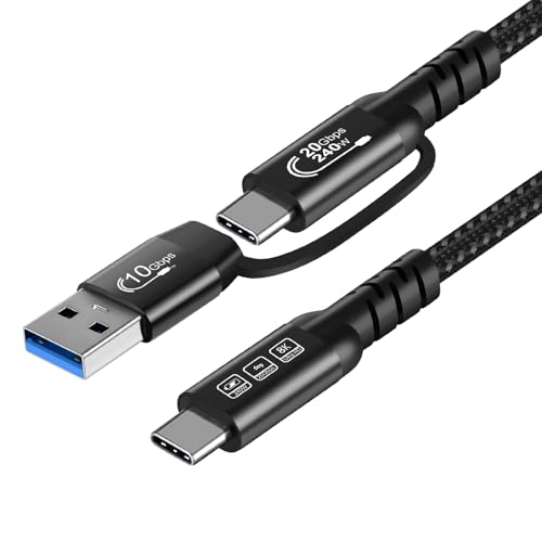 CHENLENIC USB C Cable,USbC 3.2 Gen 2X2 20Gbps,Multi Functional 2in1 USB A to Type C 8K@60Hz UHD Video 5A/240W PD3.1 Fast Charge Cord Compatible with Thunderbolt 3/4 MacBook Pro Samsung (USB C 100CM) - Image 3