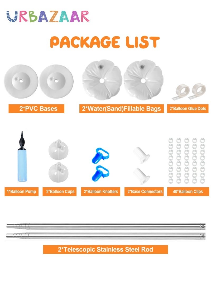 كيلا مجموعة عمود البالونات، مجموعة من 2، حامل بالونات معدني قابل للتعديل، مجموعة حامل برج البالونات بطول 7 أقدام مع قاعدة للأرضية، مجموعة حامل البالونات للزينة لحفلات استقبال المولود والتخرج وأعياد الميلاد وحفلات الزفاف - Image 2