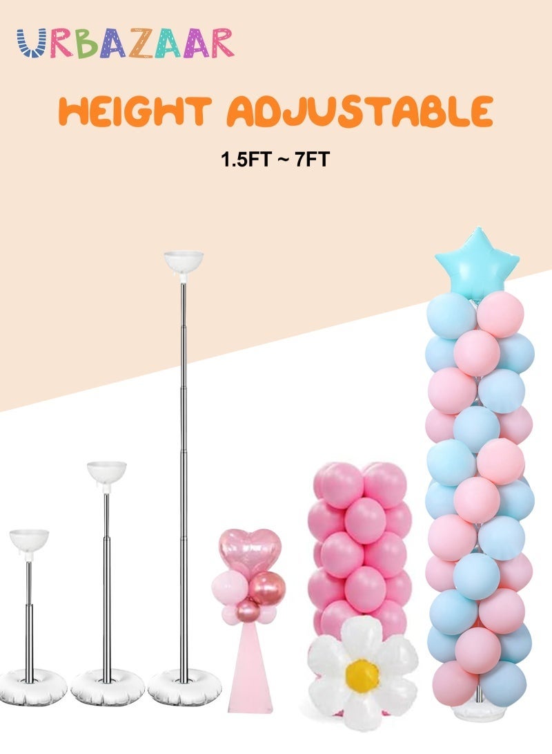 كيلا مجموعة عمود البالونات، مجموعة من 2، حامل بالونات معدني قابل للتعديل، مجموعة حامل برج البالونات بطول 7 أقدام مع قاعدة للأرضية، مجموعة حامل البالونات للزينة لحفلات استقبال المولود والتخرج وأعياد الميلاد وحفلات الزفاف - Image 4