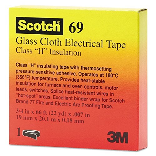 3M Scotch Glass Cloth Electrical Tape 69, 3/4 in x 66 ft – High-Temperature Resistant, Flame Retardant, Class H Insulation – Ideal for Electrical Maintenance and Repair - Image 3