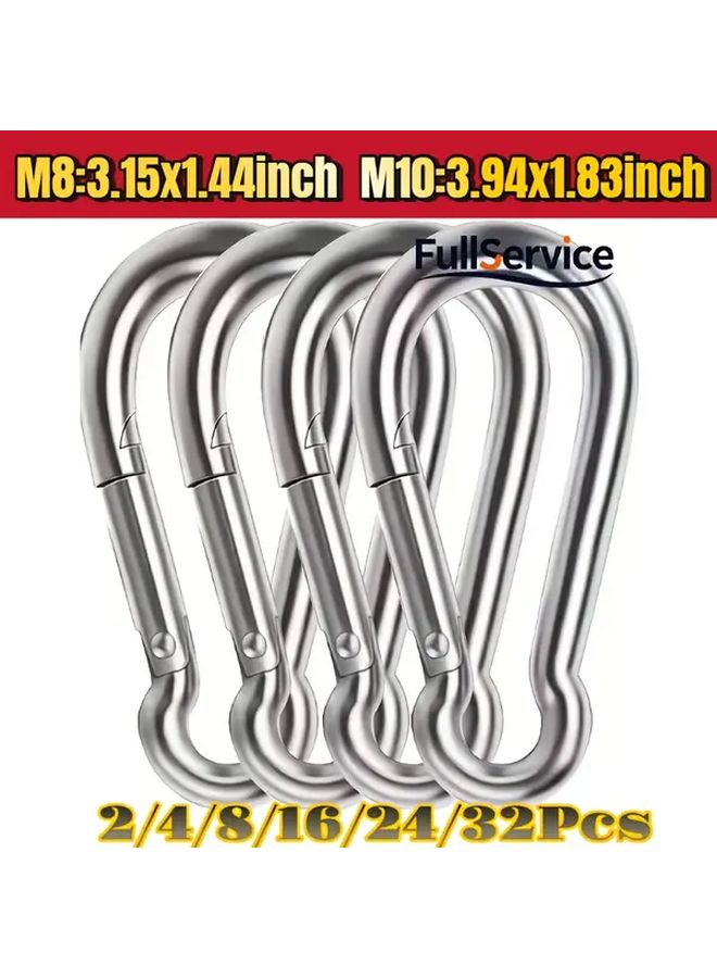 2pcs M8 Heavy Duty Spring Quick Release Locking Carabiner for Outdoor Camping Hammock Fishing Gear - Image 1