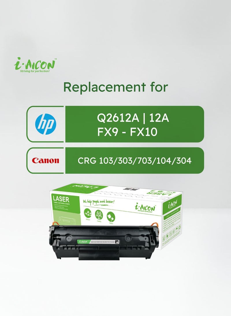 i-Aicon Compatible Laser Toner Black (HP Q2612A | 12A /FX9/FX10/ Canon 103/303/703/104/304) - Image 2