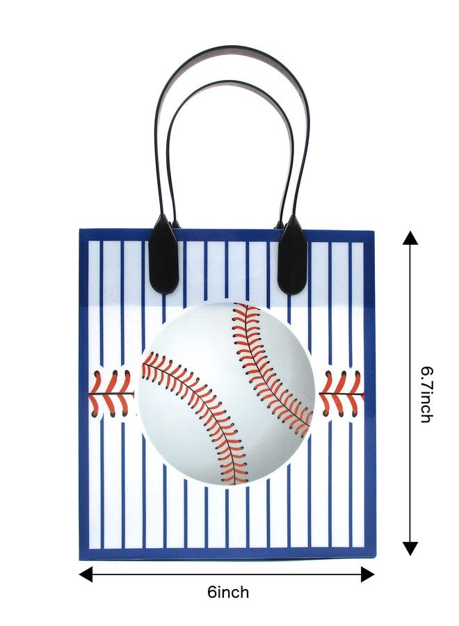 TINYMILLS Baseball Party Favor Treat Bags Baseball T-Ball Goody Bags with Handles for Birthday Party Pack of 12 - Image 5