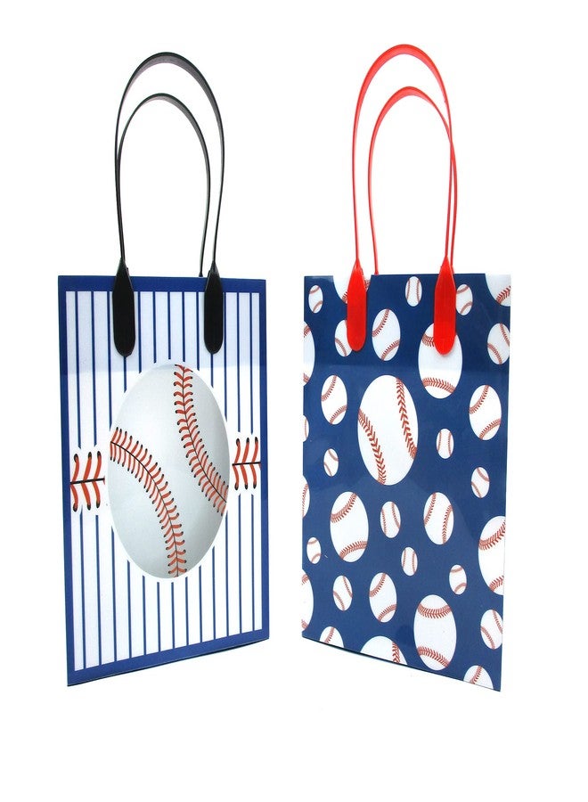 TINYMILLS Baseball Party Favor Treat Bags Baseball T-Ball Goody Bags with Handles for Birthday Party Pack of 12 - Image 3