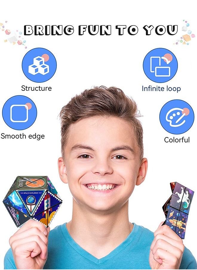 Fidget 3D Magic Cube Toy Changeable Flip Magic Cube Sensory Cool Fidget Toy for Adults Teens Relieve Stress Anxiety, Flips Puzzle Cubes Gadget Desk Manipulative