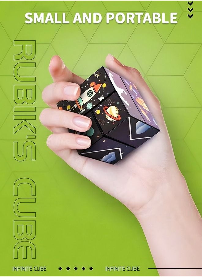 Fidget 3D Magic Cube Toy Changeable Flip Magic Cube Sensory Cool Fidget Toy for Adults Teens Relieve Stress Anxiety, Flips Puzzle Cubes Gadget Desk Manipulative