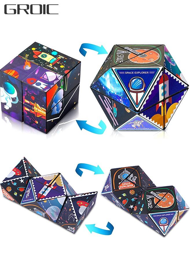 GROIC Fidget 3D Magic Cube Toy Changeable Flip Magic Cube Sensory Cool ...