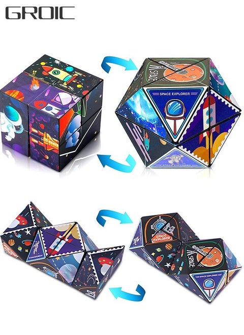 Fidget 3D Magic Cube Toy Changeable Flip Magic Cube Sensory Cool Fidget Toy for Adults Teens Relieve Stress Anxiety, Flips Puzzle Cubes Gadget Desk Manipulative