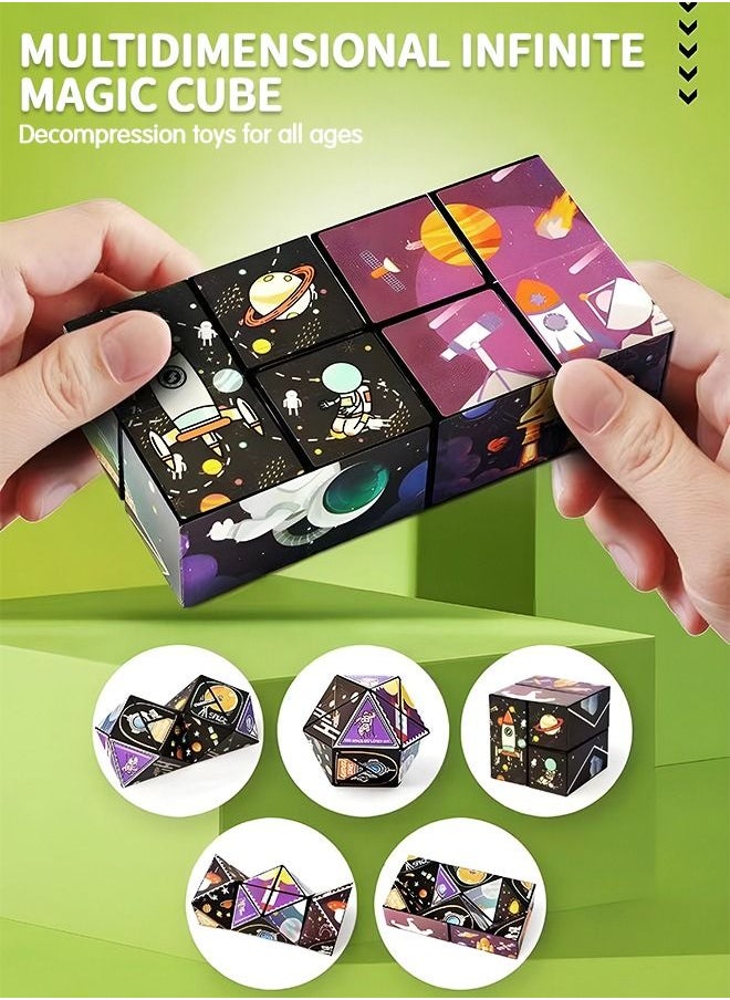 Fidget 3D Magic Cube Toy Changeable Flip Magic Cube Sensory Cool Fidget Toy for Adults Teens Relieve Stress Anxiety, Flips Puzzle Cubes Gadget Desk Manipulative