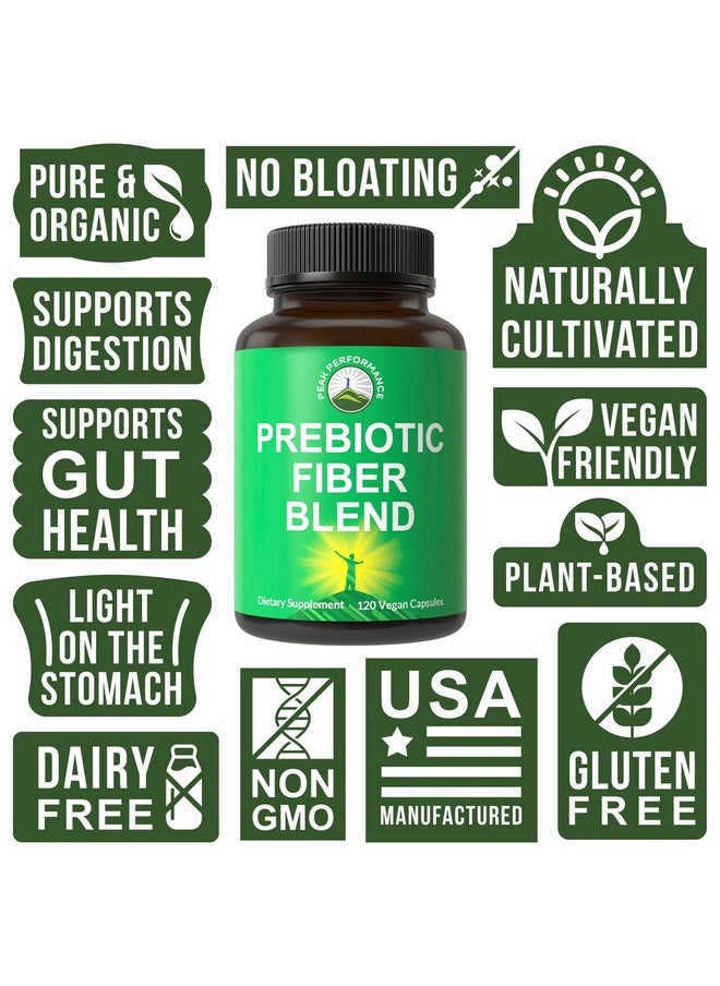 Peak Performance 3In1 Prebiotic Fiber Vegan Capsules For Gut Digestive Health. Raw Whole Food Plant Based Prebiotics Pills Supplement With Inulin (Jerusalem Artichoke) Acacia Fibers Sunfiber  - Image 4