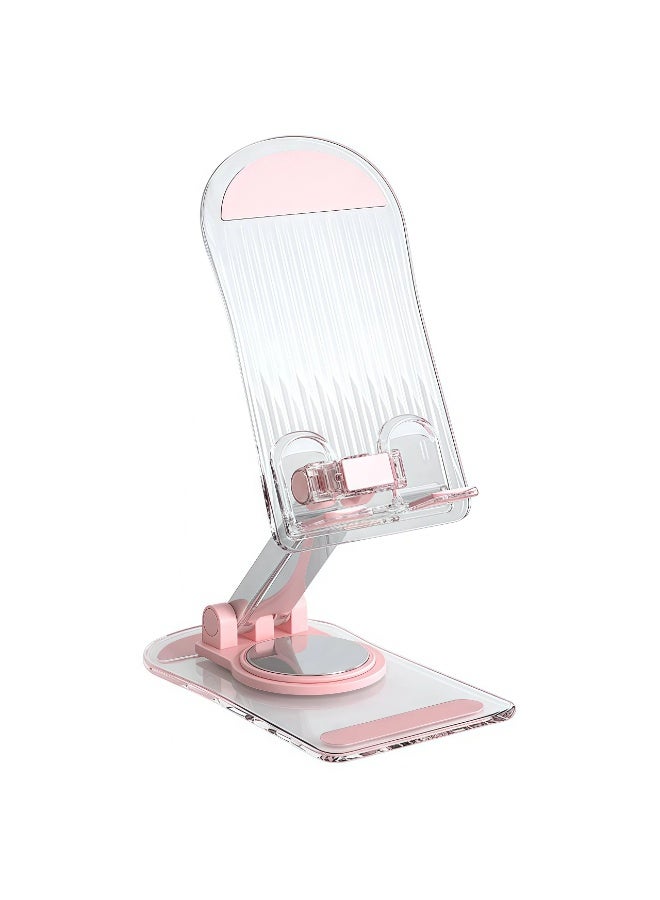 V.nice Adjustable 360° Rotating Foldable Phone & Tablet Stand, Clear Acrylic Desktop Holder - Image 1