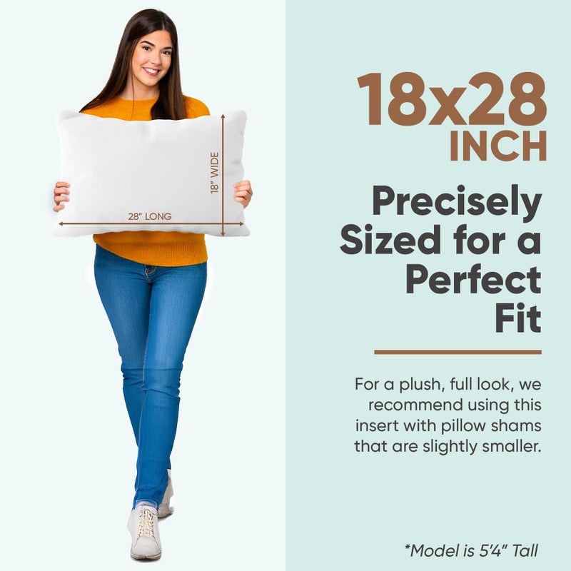 Pillowflex Synthetic Down Pillow Insert - 18x28 Down Alternative Pillow, Ultra Soft, Large Rectangle, Lumbar, Back, Sofa, Sleeping Pillow - 1 Decorative Pillow Form - Image 2