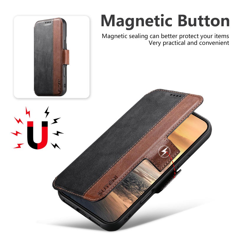 Suteni For Iphone 17 Q07 2-In-1 Multi-Function Detachable Wallet Magsafe Phone Case(Black) - Image 3