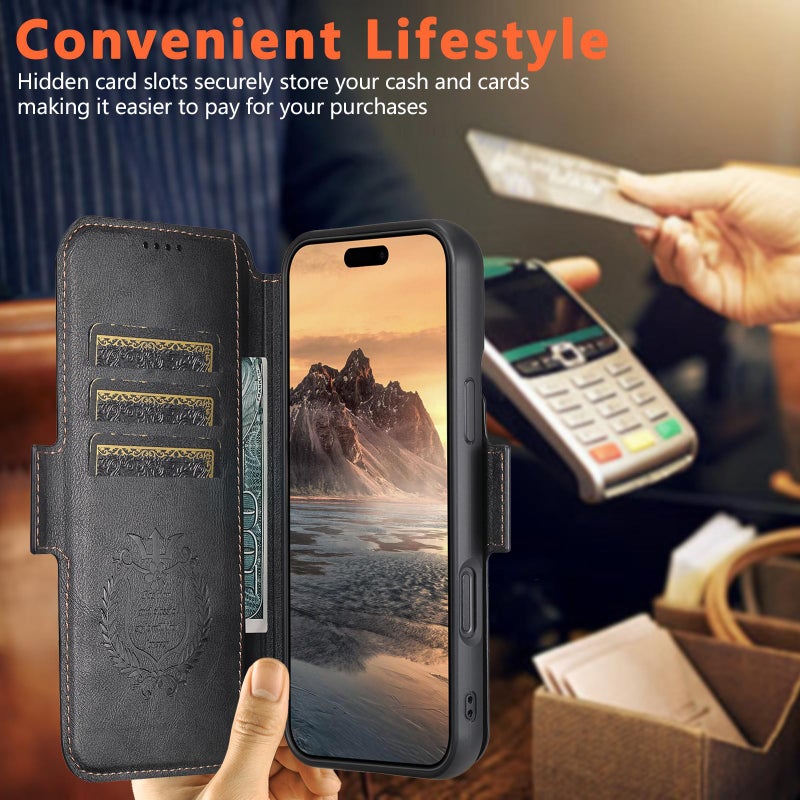 Suteni For Iphone 17 Q07 2-In-1 Multi-Function Detachable Wallet Magsafe Phone Case(Black) - Image 4