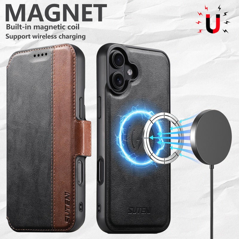 Suteni For Iphone 17 Q07 2-In-1 Multi-Function Detachable Wallet Magsafe Phone Case(Black) - Image 5