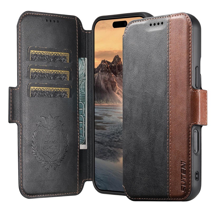 Suteni For Iphone 17 Q07 2-In-1 Multi-Function Detachable Wallet Magsafe Phone Case(Black) - Image 2