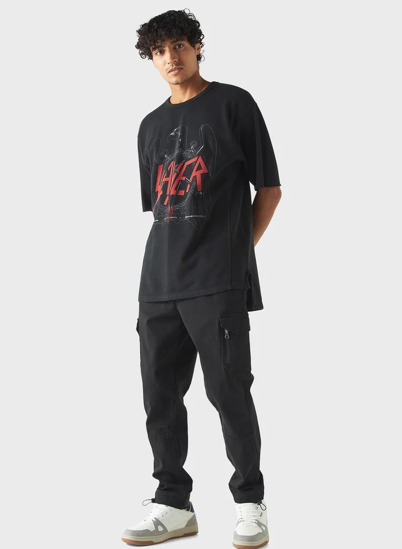 اس بي كاركترز Iron Maiden Print Crew Neck T-Shirt