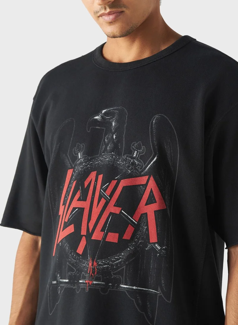 اس بي كاركترز Iron Maiden Print Crew Neck T-Shirt