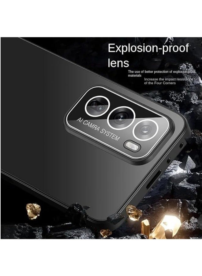 Case Compatible with OPPO Reno 12 Pro, Metal Matte Case, Lens Protection Cover Raised Edge Shockproof Light and Thin Design Phone Case Cover Slim Fit - Image 2