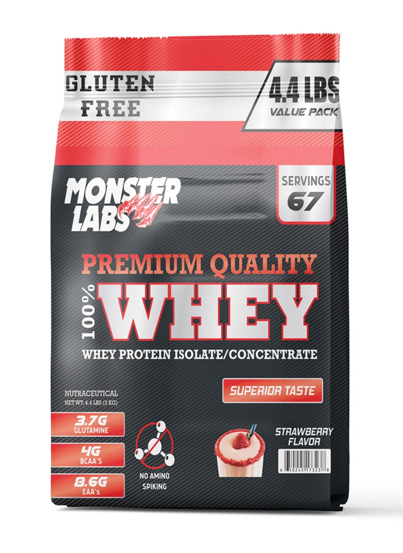 MONSTER LABS Monster Labs 100% Whey Protein Powder Primary Source Isolate, 20 Grams of Protein for Muscle Support and Recovery - Strawberry, 4.4 Lbs, 67 Servings  - Image 1