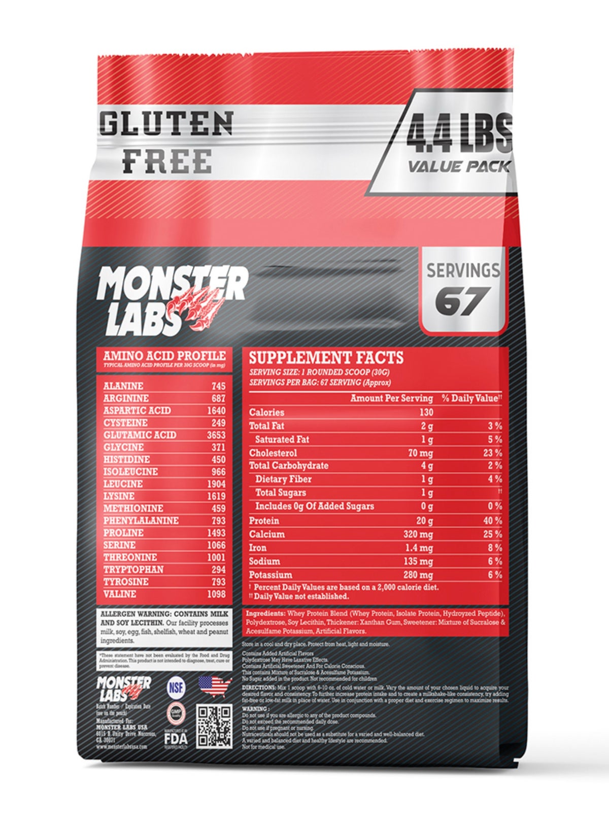 Monster Labs Strawberry 100% Whey Protein 4.4lb