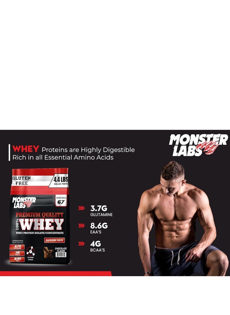 MONSTER LABS Monster Labs 100% Whey Protein Powder Primary Source Isolate, 20 Grams of Protein for Muscle Support and Recovery - Strawberry, 4.4 Lbs, 67 Servings  - Image 4