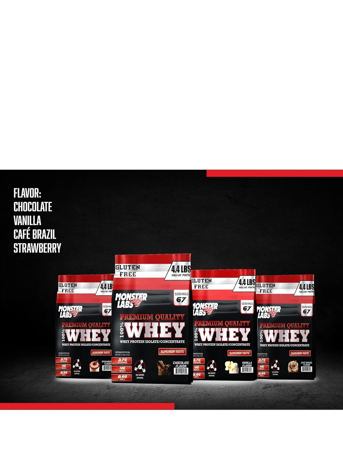 Monster Labs Strawberry 100% Whey Protein 4.4lb