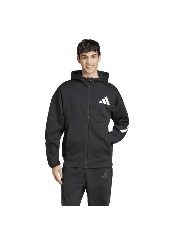Adidas أعلى تدريب أسود مزود بسحاب للرجال M Z.N.E. - Image 1