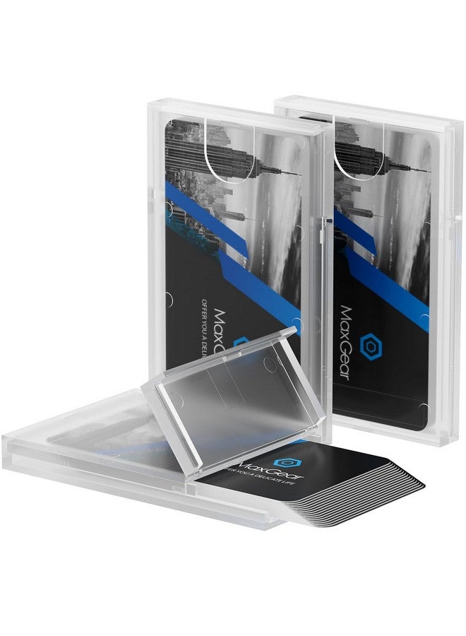 MaxGear Professional Plastic Business Card Holder Pocket Case Slim Business Card Wallet, Carrier For Men & Women, Super Light, 3.9X2.5X0.4 Inches, 3 Pack, Pp Plastic, Clear - Image 1