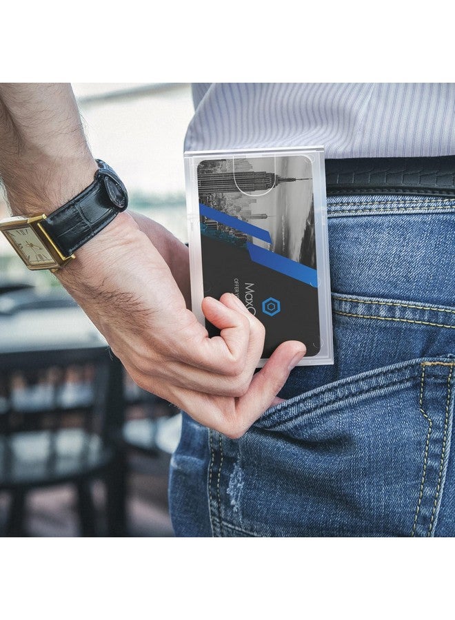 MaxGear Professional Plastic Business Card Holder Pocket Case Slim Business Card Wallet, Carrier For Men & Women, Super Light, 3.9X2.5X0.4 Inches, 3 Pack, Pp Plastic, Clear - Image 5