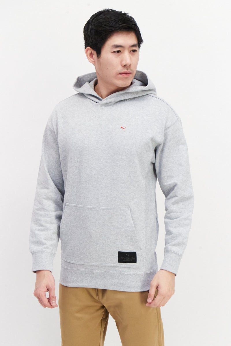 PUMA Puma x AC Milan Men Sportswear Fit Long Sleeve Outdoor Hooded Sweatshirt, Light Grey Heather  - Image 1