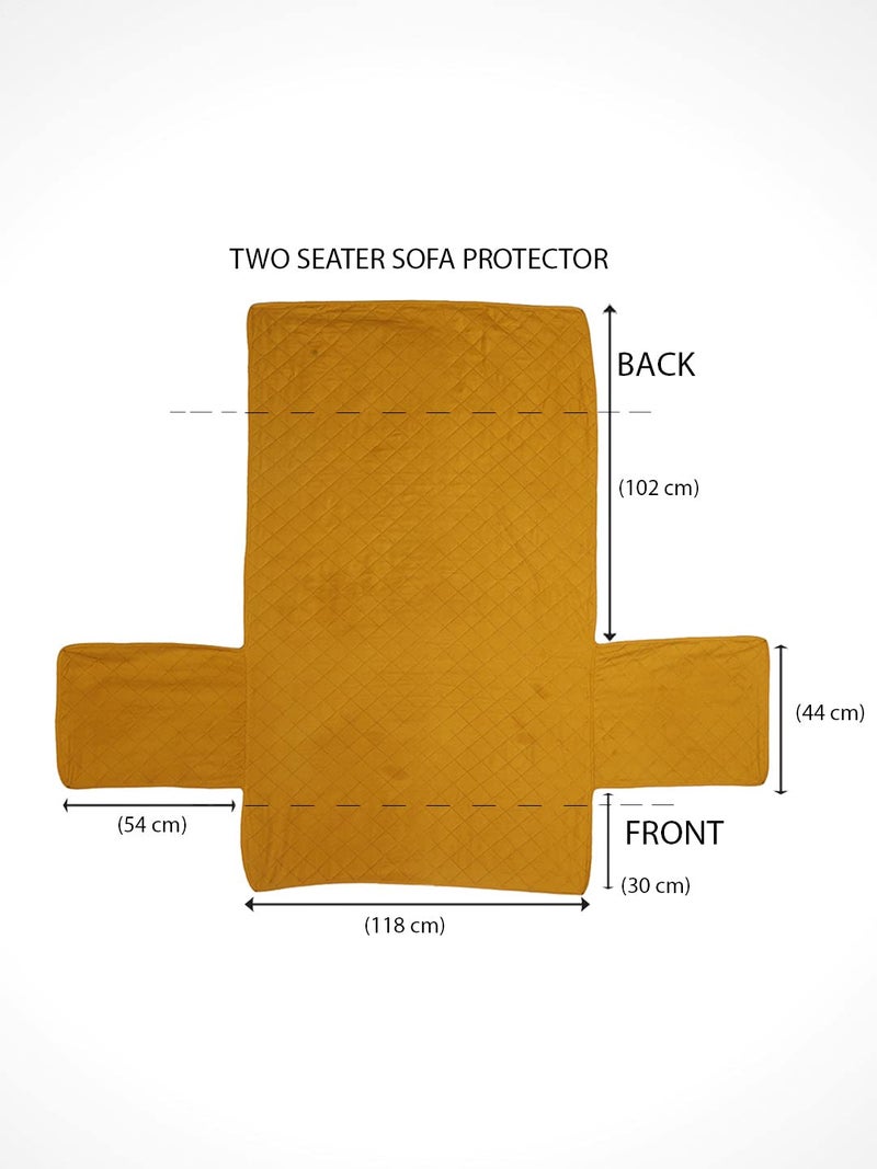 Home Nilkamal @Home Solid Polyester 1 Seater Sofa Cover | Reversible & Quilted Sofa Cover | Washable Couch Cover with Non Slip Foam| Set of 1-179 x 165 cm | Mustard & Taupe - Image 2