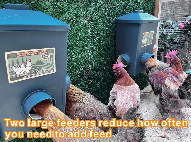 ZINZINULER Chicken Waterer, Chick Water,Chicken Coop Accessories - 8 Gallon Capacity, 2-Pack (Prussian Blue, Large) - Image 4