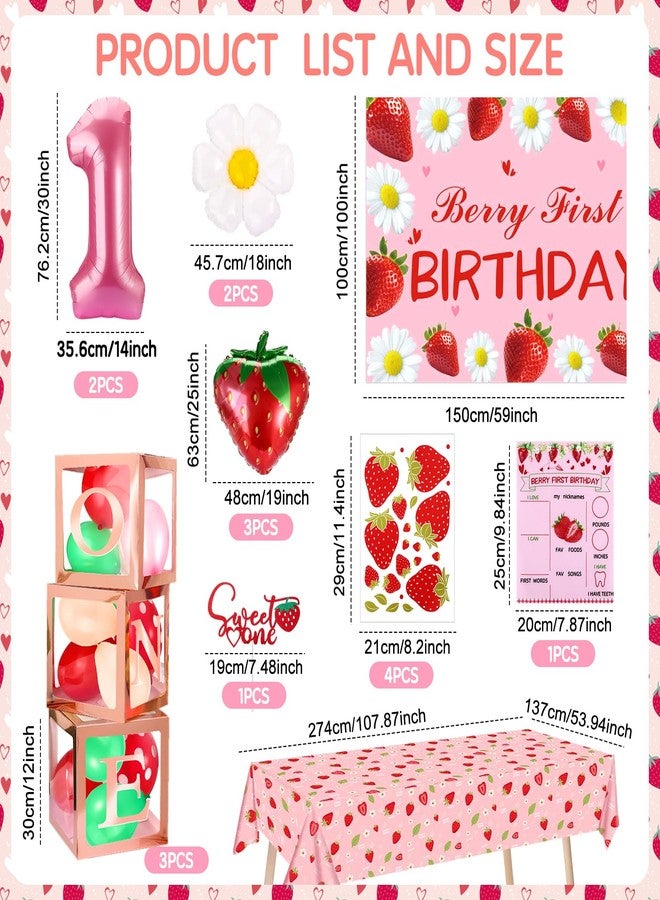 Draupnir First Birthday Decorations for Girl, 1st Birthday Decorations Party Supplies, Strawberry Theme Backdrop Party Decor Sweet Strawberry Balloons for 1st Party - Image 2