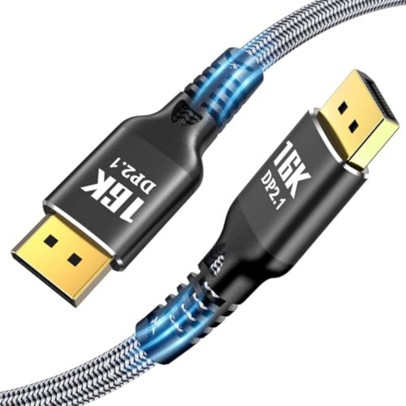كابل DisplayPort 2.1 للألعاب، 5 متر DP إلى DP 2.0، 40 جيجابت في الثانية، 16K@30 هرتز/8K@60 هرتز/4K@240 هرتز، HDR ديناميكي، متوافق مع FreeSync/G-Sync، أسود، مجدول عالي السرعة - Image 1