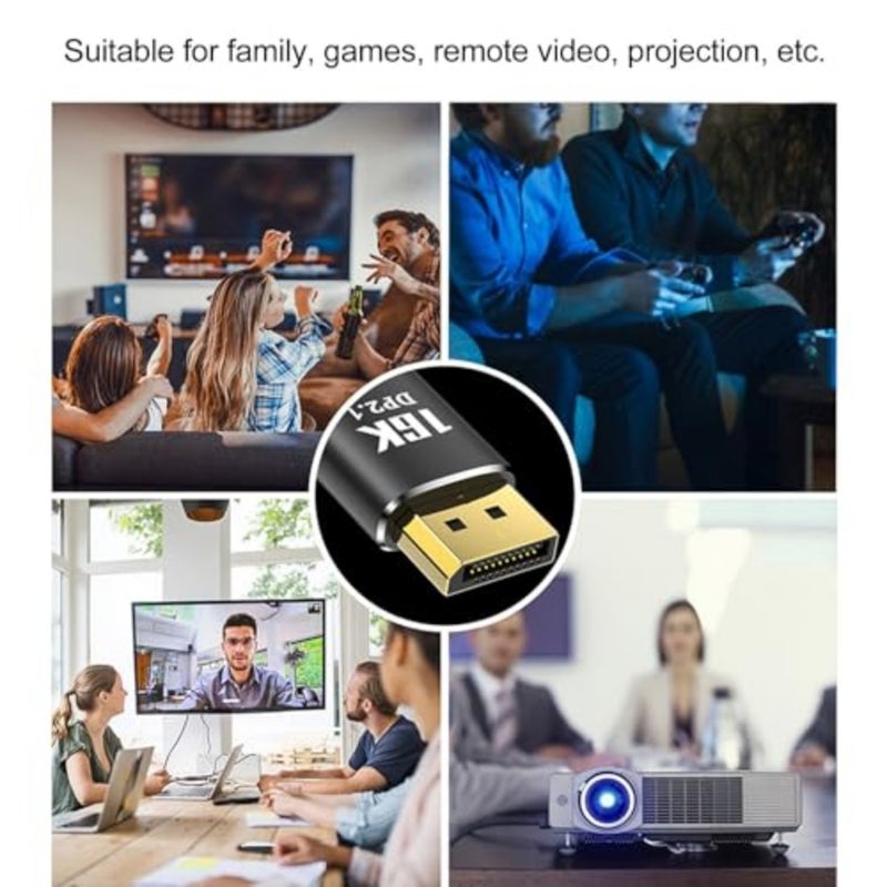 كابل DisplayPort 2.1 للألعاب، 5 متر DP إلى DP 2.0، 40 جيجابت في الثانية، 16K@30 هرتز/8K@60 هرتز/4K@240 هرتز، HDR ديناميكي، متوافق مع FreeSync/G-Sync، أسود، مجدول عالي السرعة - Image 5
