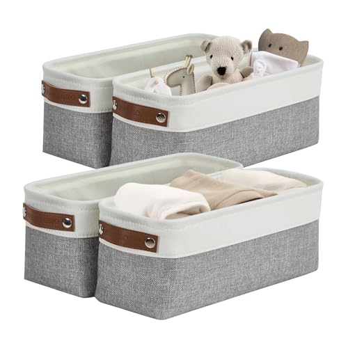 DECOMOMO Narrow Storage Bins Small Baskets for Organizing Bathroom, Toilet Tank, Towel Storage, Entryway, Gifts (Grey and White - Set of 4) - Image 1