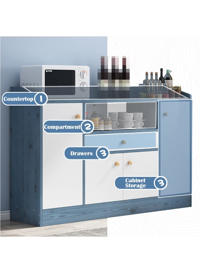 Generic Sideboard Cabinet, Wooden Kitchen Cabinet with 1 Drawer & 4 Doors for Microwave Oven, Tableware and Kitchen Utensils, Modern Storage Cabinet for Dining Room, Living Room and Kitchen, CDA5 (White) - Image 3