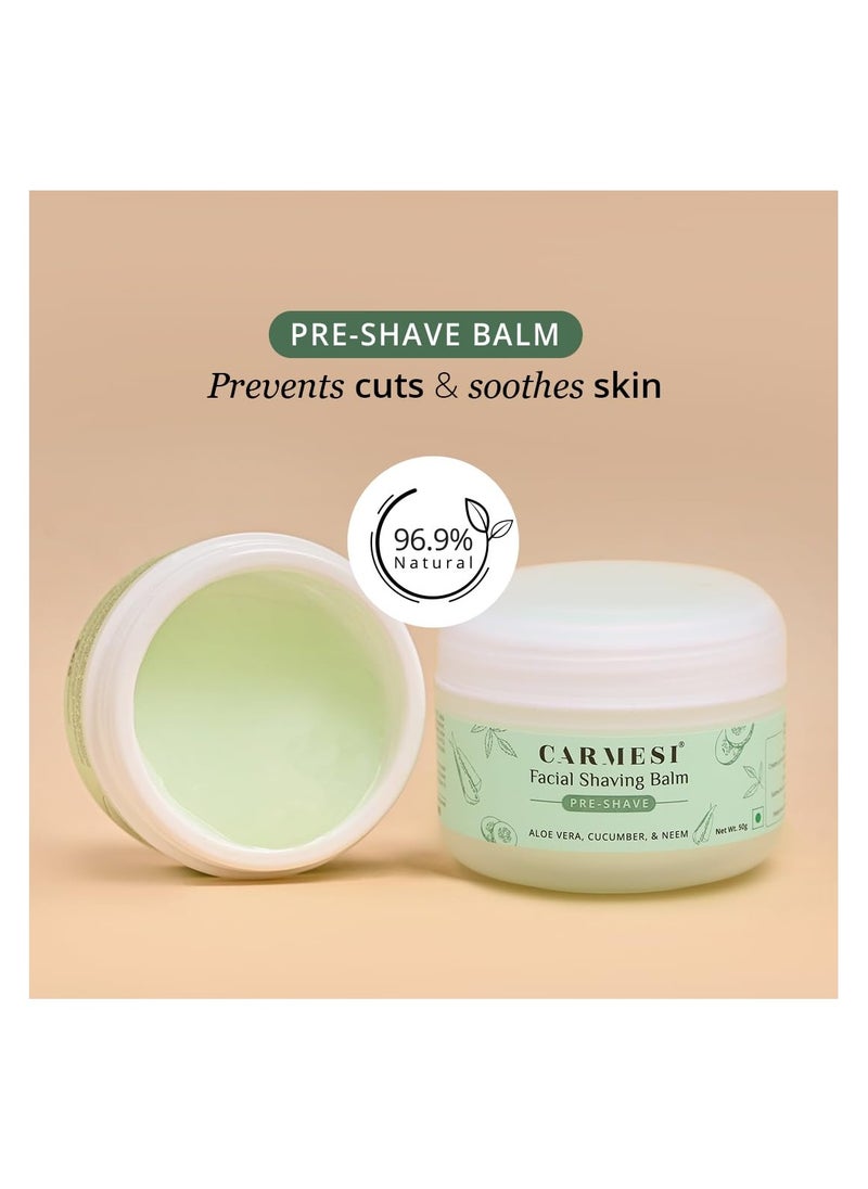 CARMESI Carmesi Facial Shaving Balm for Women | 2-in-1 (Pre + Post-Shave) | Cooling Effect | No Razor Burns | Aloe Vera, Cucumber, Neem | Non-Greasy | For All Skin Types | 50g  - Image 2