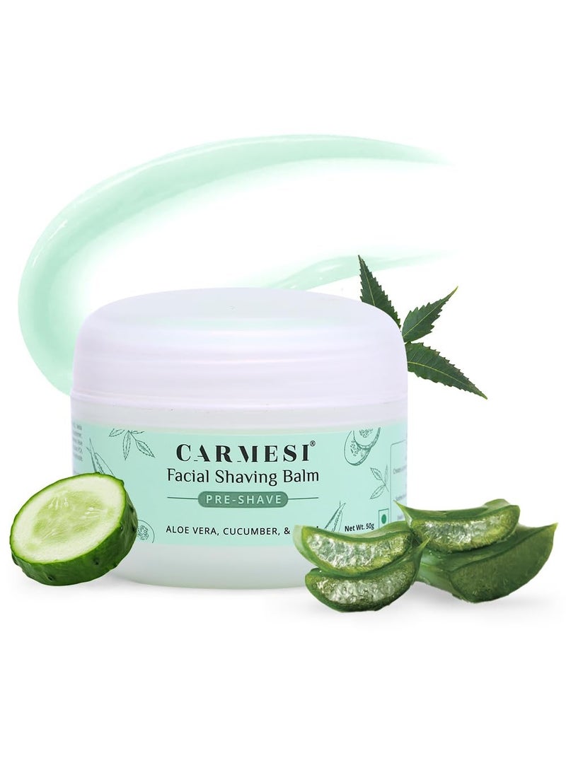 CARMESI Carmesi Facial Shaving Balm for Women | 2-in-1 (Pre + Post-Shave) | Cooling Effect | No Razor Burns | Aloe Vera, Cucumber, Neem | Non-Greasy | For All Skin Types | 50g  - Image 1