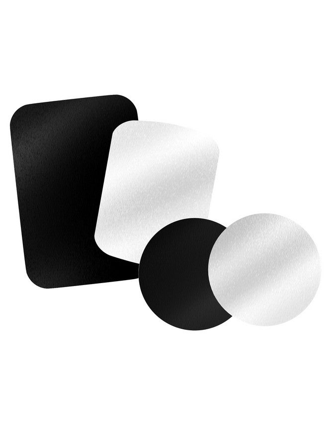 تريون لوحة معدنية لتركيب السيارة المغناطيسي 4 أقراص مع لاصق 3M متوافق مع مغناطيس الهاتف/الهاتف الخلوي حاملات مغناطيسية للسيارات بدون شعار أو فتحة 2 مستطيل 2 مستدير أسود وفضي - Image 1