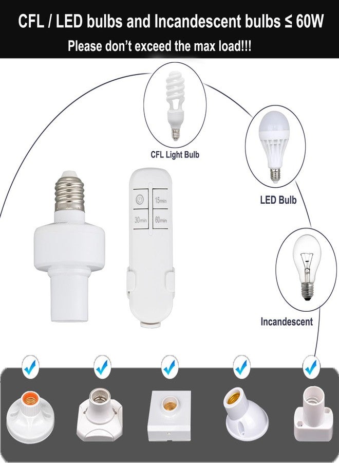 Taigeguang Remote Control Light Socket,Wireless Light Switch Kit with Timer,E26 E27 Bulb Lamp Holder with Remote Control,No Wiring Wall Mounted Controller Switch for Attic,Garage,Stairwell(2 Pack) - Image 5