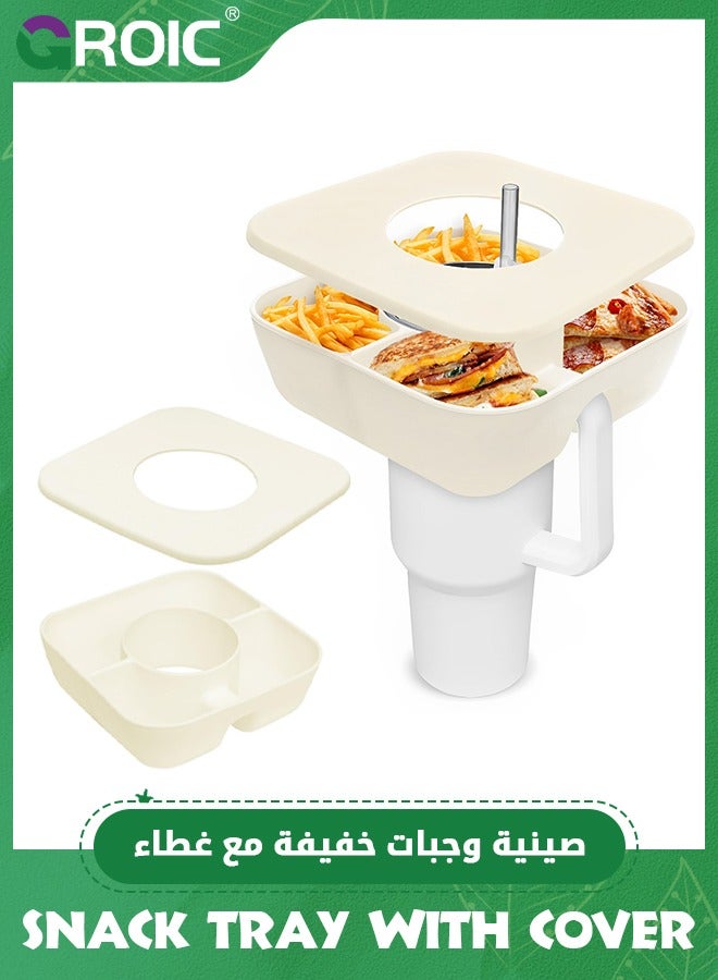 GROIC Snack Tray with Cover, Reusable Snack Bowl for Stanley 40 oz Tumbler with Handle, Cute Silicone Snack Holder, Snack Cup Silicone Snack Ring Snack Platters for Stanley Accessories  - Image 1