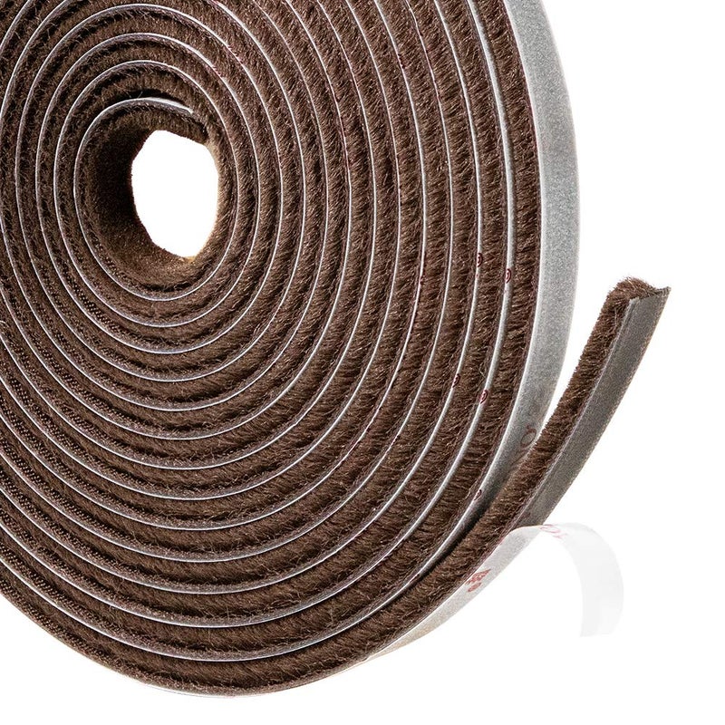 TORRAMI Brush Weather Stripping Adhesive for Window and Door 1132 inch x 316 inch x 16 ft Windproof Dustproof EnergyEfficient Weather Seal Brown