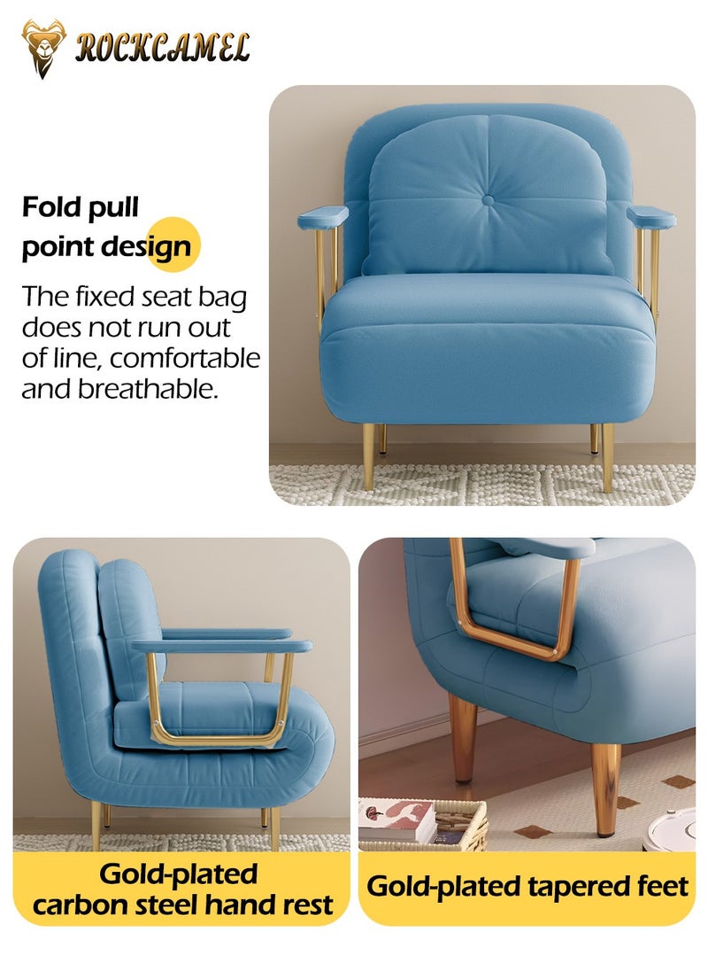 ROCKCAMEL 3-In-1 Armchair Sofa With Angle Adjustment, Convertible Sofa Bed And Leisure Recliner, Skin-Friendly Flannel Fabric, Suitable For Home And Office, Free Cloud Pillow, Can Lie down, Sit Or Sleep, Multifunctional Backrest Sofa Seat 65cm  - Image 2
