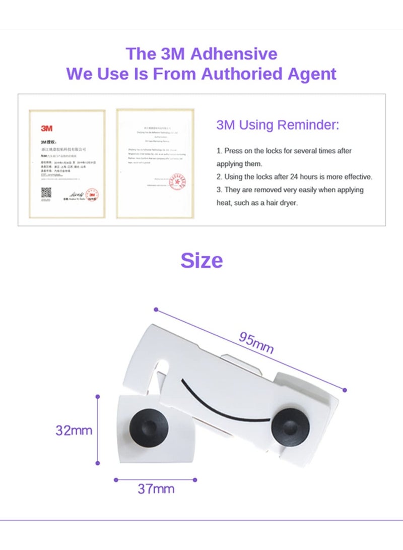 Excefore أقفال خزانة للأطفال - مجموعة من 6 أقفال أمان للأطفال - أقفال أطفال للخزائن - أقفال ثلاجة للأطفال - لاصق قوي - لا حاجة للحفر - متينة - متعددة الوظائف - للأثاث والمطبخ - Image 4