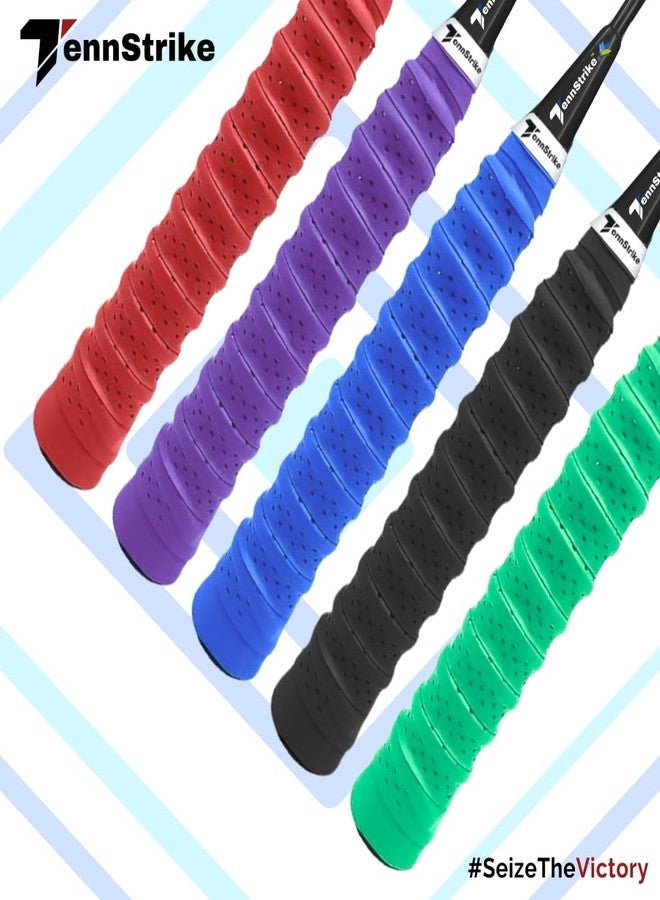 Tennstrike Perforated Anti-Slip Racket Grip Tape - Pack of 5 (Multi-Color) | Overgrip for Tennis, Badminton, Squash & Pickleball | Sweat-Absorbent Foam Cushion Grip - Image 2