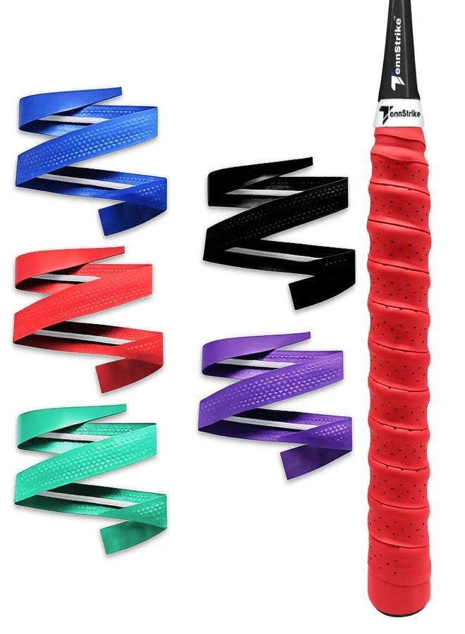 Tennstrike Perforated Anti-Slip Racket Grip Tape - Pack of 5 (Multi-Color) | Overgrip for Tennis, Badminton, Squash & Pickleball | Sweat-Absorbent Foam Cushion Grip - Image 1